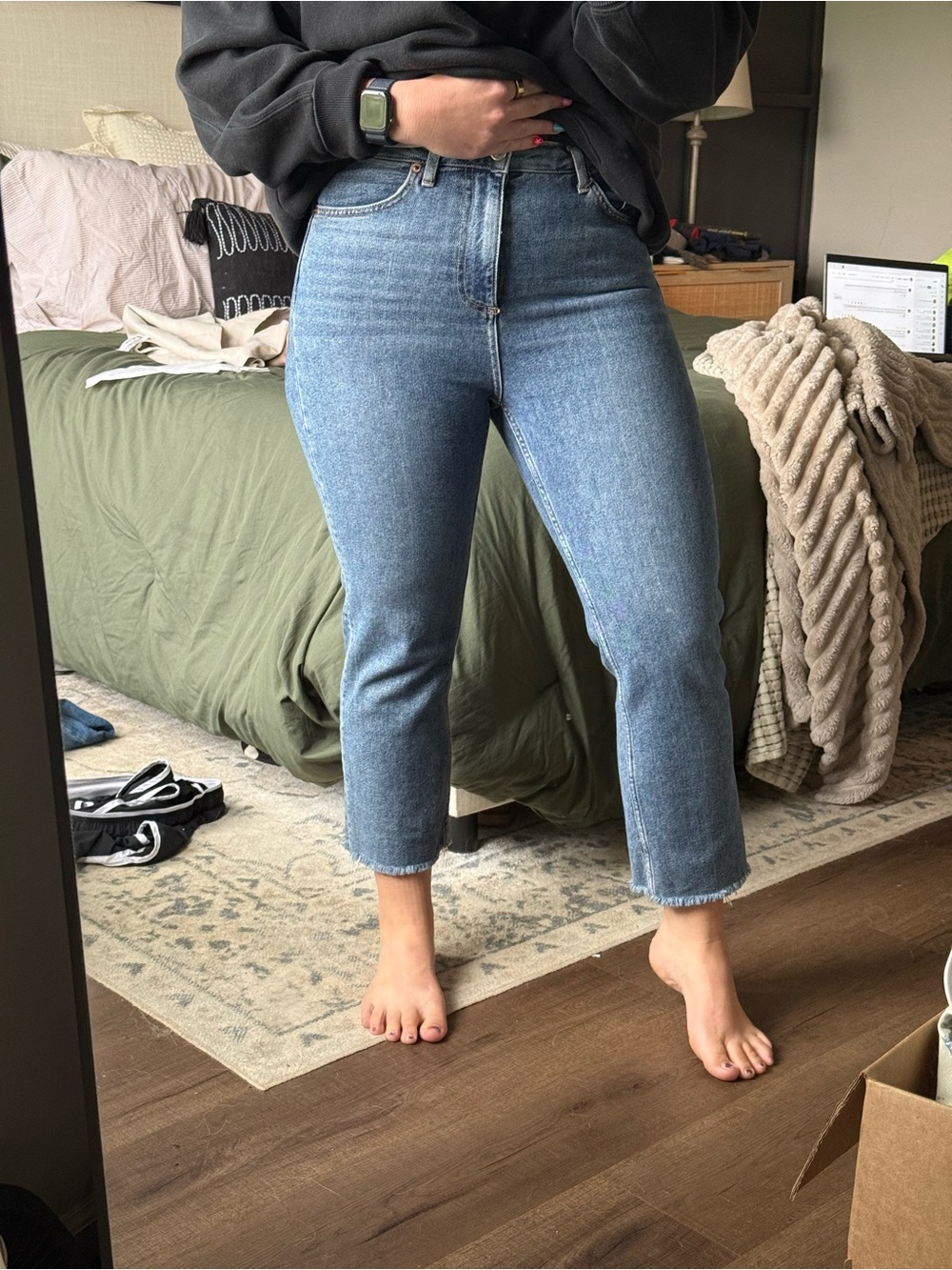 Topshop Light Blue Cropped High-Rise Jeans